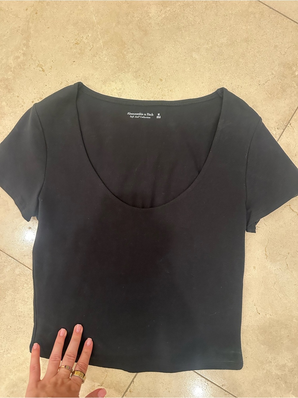 Abercrombie & Fitch Black Scoop Neck Short Sleeve Tee